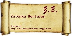 Zelenka Bertalan névjegykártya